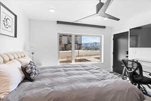 Bedroom with a ceiling fan