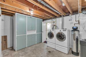 Laundry room with washing machine and clothes dryer and laundry area