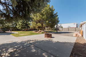 Pickleball/basketball court or firepit area