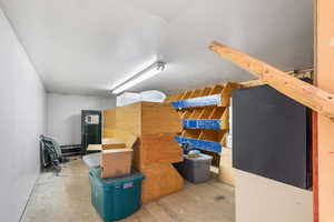 Loft storage area with cubbies for supplies