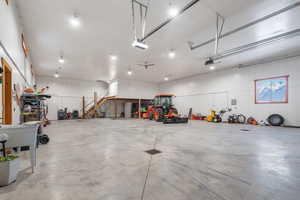 Alternate view showing loft storage area with stairs at the far end