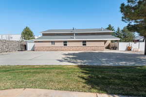 Garage building overlooking pickleball/basketball court