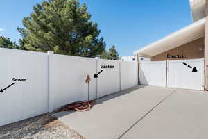 Sewer, water and electric hook-ups for RV parking
