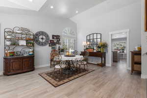 Dining area looking into kitchen