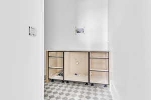 Bathroom with tile patterned floors