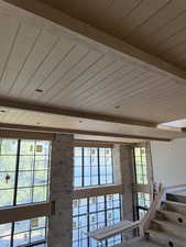 Detailed view of wooden ceiling