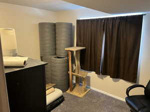 Interior space with baseboards and a textured ceiling