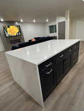 Kitchen featuring open floor plan
