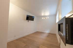 Den/hobby/exercise room with electric fireplace