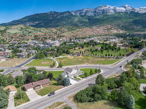 Drone / aerial view with a mountain view