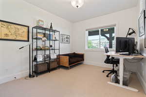 Office area featuring baseboards and carpet