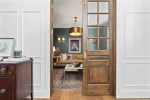 Interior space with light wood-style flooring