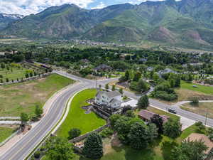 Drone / aerial view with a mountain view