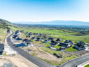 Drone / aerial view with a mountain view and a residential view