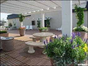 View of patio on rooftop.
