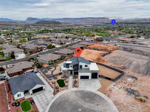 Aerial view with a residential view and a mountain view