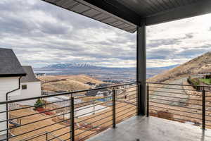 Balcony with a mountain view