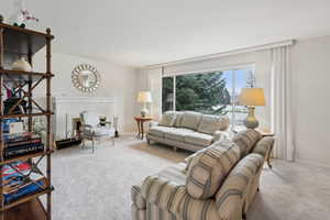 Living room featuring baseboards and carpet floors