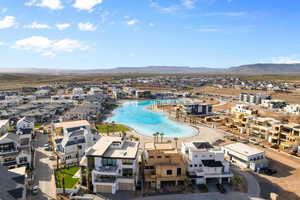 Aerial view featuring a mountain view