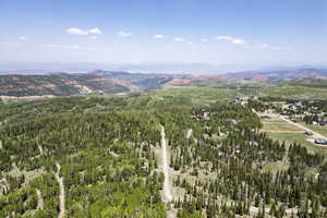 Drone / aerial view featuring a mountain view