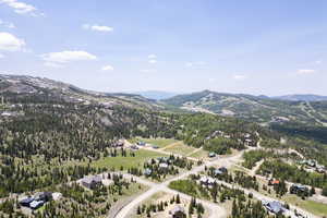 Aerial view featuring a mountain view