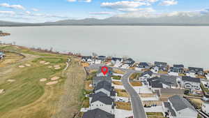 Bird's eye view featuring a residential view and a water and mountain view