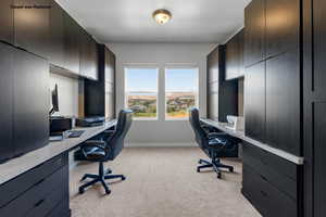 Home office with Murphy bed on right