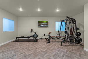 Current exercise area could easily be turned into a bedroom