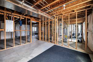 Basement featuring gas water heater