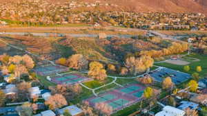 Aerial perspective of suburban area