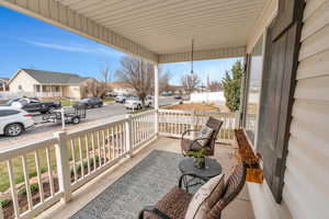 View of patio / terrace featuring a residential view and covered porch