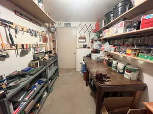 View of workshop with exterior entrance.