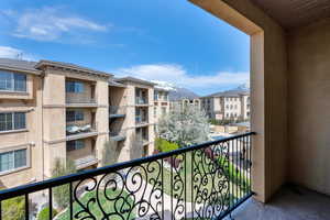 Balcony with a mountain view