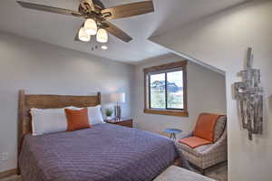 Bedroom featuring a ceiling fan