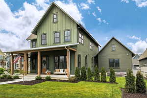 Front exterior with wrap-around covered porch