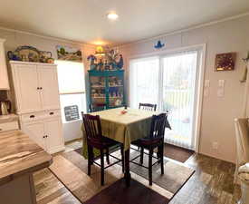 Dining room with sliding glass door to porch