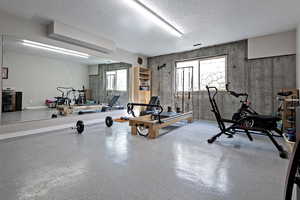Exercise area in unfinished space