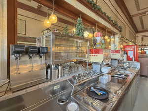 Kitchen with beamed ceiling