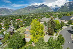 View of mountain background with nearby suburban area