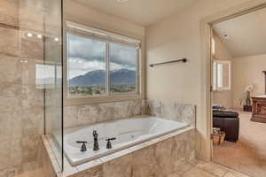 Primary en-suite with separate bath, shower, water closet and walk in closet