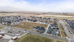 Birds eye view of property with a residential view