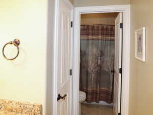 Second story full bath with double vanity