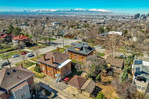 Aerial view with a residential view and a mountain view