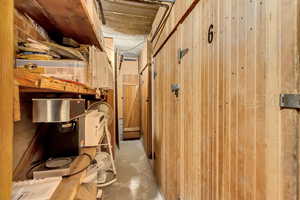 View of storage area - 1 locker for each unit.