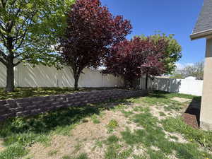 View of yard featuring a fenced backyard