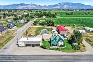 Aerial view with a rural view and a mountain view