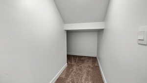 Spacious closet with carpet flooring