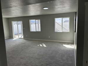 Extra Large living room in basement with walkout sliding glass door