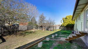 View of yard featuring a fenced backyard