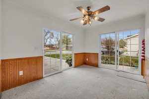 Double sliding glass doors providing ample natural light